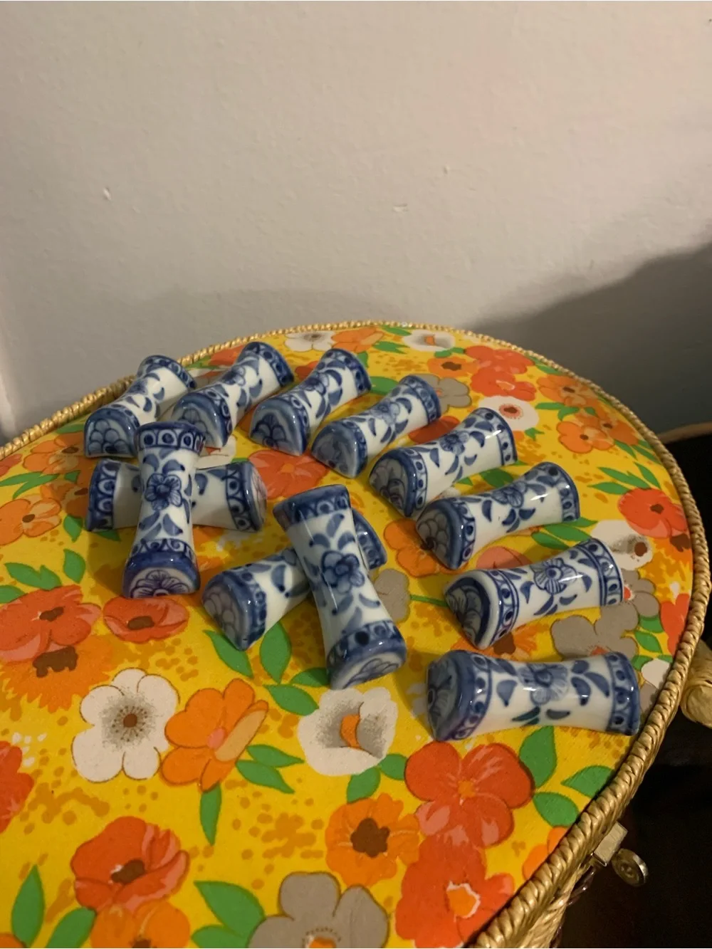 Blue and White Porcelain Chopstick Rests - Set of 12